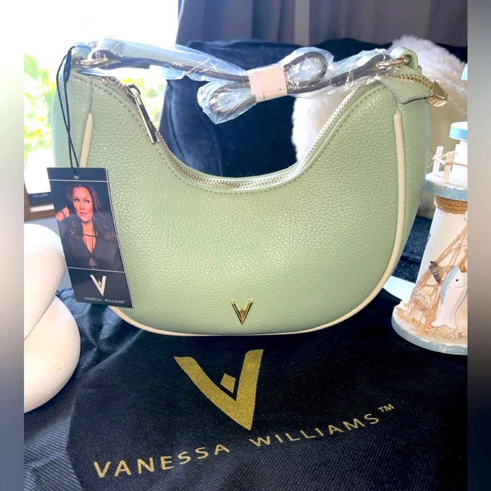 VANESSA WILLIAMS Texture Crescent Shoulder Bag in Mint